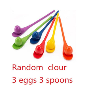 Planet Gates 3 eggs 3 spoons Children's Outdoor Fun Game Toy Egg Spoon Balance Sport Wooden Spoon Toss Ball Sense Training Early Education Puzzle Party Game