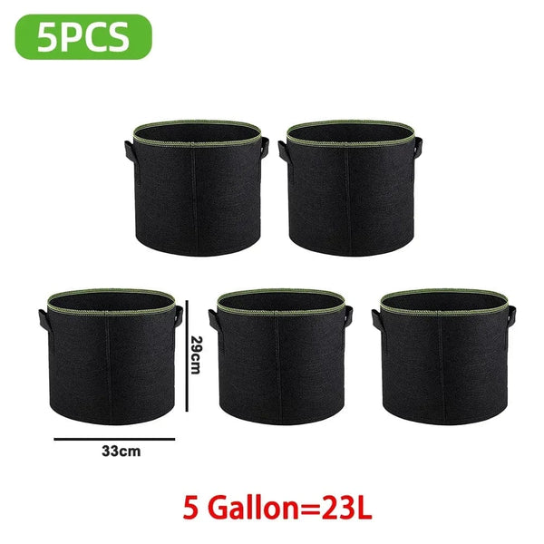 Planet Gates 3 Gallon 25 X 22 CM 5Pcs 3/4/5/7/10 Gallon Felt Grow Bags Gardening Fabric Grow Pot Vegetable Strawberry Growing Planter Garden Potato Planting Pots