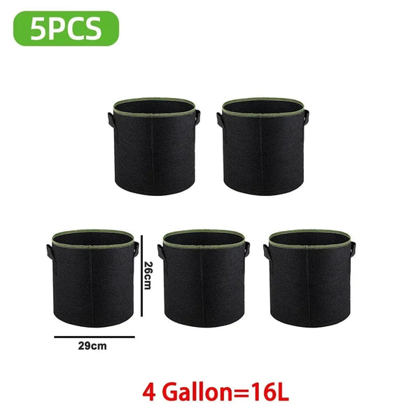 Planet Gates 3 Gallon 25 X 22 CM 5Pcs 3/4/5/7/10 Gallon Felt Grow Bags Gardening Fabric Grow Pot Vegetable Strawberry Growing Planter Garden Potato Planting Pots