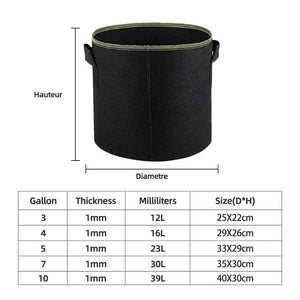 Planet Gates 3 Gallon 25 X 22 CM 5Pcs 3/4/5/7/10 Gallon Felt Grow Bags Gardening Fabric Grow Pot Vegetable Strawberry Growing Planter Garden Potato Planting Pots