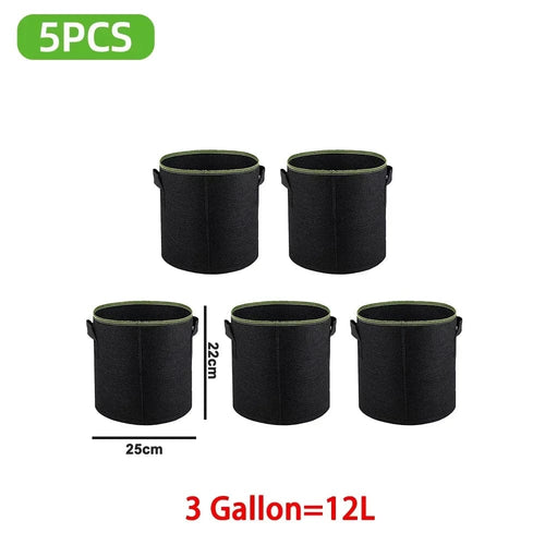 Planet Gates 3 Gallon 25 X 22 CM 5Pcs 3/4/5/7/10 Gallon Felt Grow Bags Gardening Fabric Grow Pot Vegetable Strawberry Growing Planter Garden Potato Planting Pots