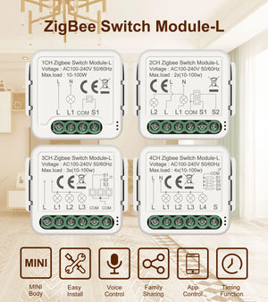 Planet Gates 3-Gang GIRIER Tuya ZigBee 3.0 Smart Switch Module No Neutral Wire Required Smart Home DIY Light Breaker Works with Alexa Google Home