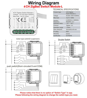 Planet Gates 3-Gang GIRIER Tuya ZigBee 3.0 Smart Switch Module No Neutral Wire Required Smart Home DIY Light Breaker Works with Alexa Google Home