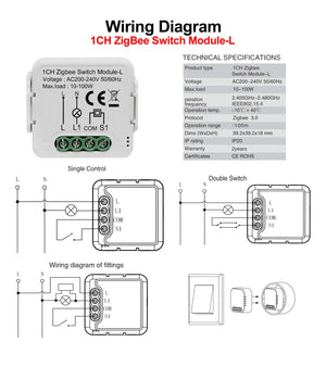 Planet Gates 3-Gang GIRIER Tuya ZigBee 3.0 Smart Switch Module No Neutral Wire Required Smart Home DIY Light Breaker Works with Alexa Google Home