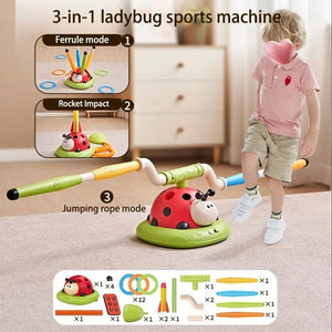 Planet Gates 3 in 1 3 in 1 Ladybug Multifunction Exercise Machine Ferrule Jump Rocket Launcher Sports Entertainment Game Outdoor Educational Toy