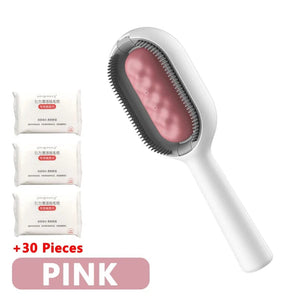 Planet Gates 3-in-1 Cat Brush Long Hair Remover Brush for Dog Cat Silicone Pet Grooming Comb with Wipe and Water Tank Pet Product Accessories
