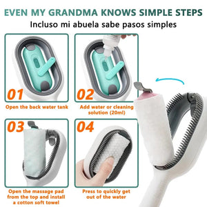 Planet Gates 3-in-1 Cat Brush Long Hair Remover Brush for Dog Cat Silicone Pet Grooming Comb with Wipe and Water Tank Pet Product Accessories