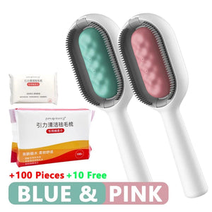 Planet Gates 3-in-1 Cat Brush Long Hair Remover Brush for Dog Cat Silicone Pet Grooming Comb with Wipe and Water Tank Pet Product Accessories