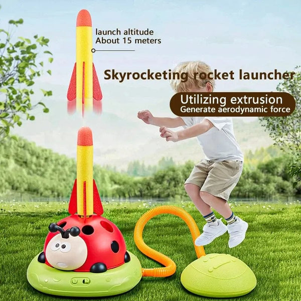 Planet Gates 3 in 1 Ladybug Multifunction Exercise Machine Ferrule Jump Rocket Launcher Sports Entertainment Game Outdoor Educational Toy