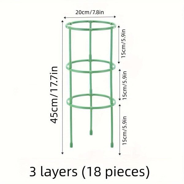Planet Gates 3 Layers (18 Pieces) 6/18/30pcs Plant Support Stake, Plant Support Ring With Twist Strap, Flower Holder Bracket Splicable Flower Bracket Support Ring Support Rod Indoor Plant Flower Holder Balcony Chandelier Climbing Rattan Rack Pot