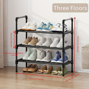 Planet Gates 3 Layers Long 56CM 1pc Multi-Layer Shoe Rack, Shoe Storage Rack, Single Row Free Standing Shoe Rack, Stackable Shoe Partition, Black Shoe Rack, Suitable For Porch, Closet, Bedroom, Corridor, Terrace