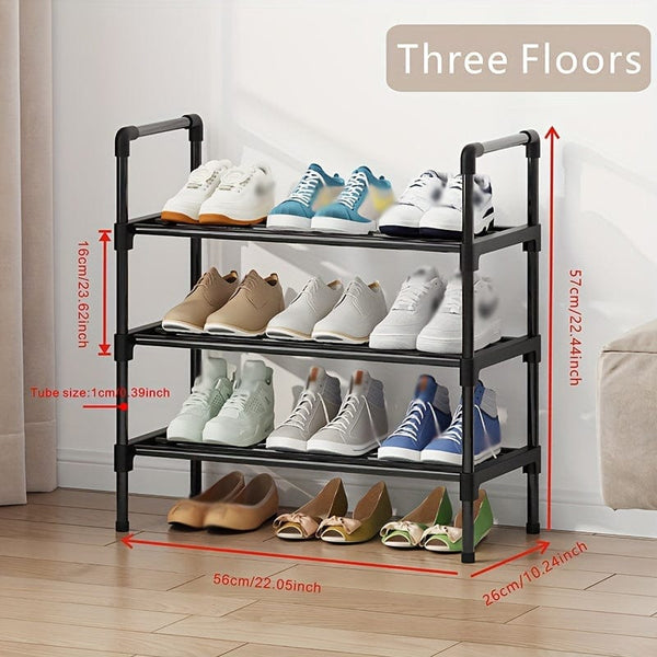 Planet Gates 3 Layers Long 56CM 1pc Multi-Layer Shoe Rack, Shoe Storage Rack, Single Row Free Standing Shoe Rack, Stackable Shoe Partition, Black Shoe Rack, Suitable For Porch, Closet, Bedroom, Corridor, Terrace