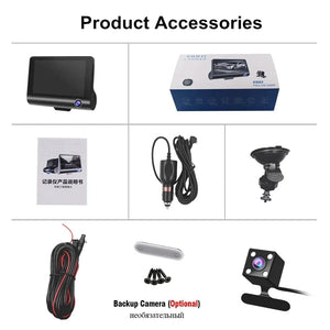 Planet Gates 3 Lens / 32G 4 inch Black Box Car DVR Dashcam Dash Camera IPS HD Screen 1080P Dual Lens Video Recorder Front + Interior View Camera Dash Cam