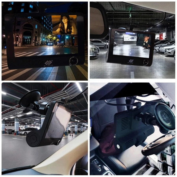 Planet Gates 3 Lens / 32G 4 inch Black Box Car DVR Dashcam Dash Camera IPS HD Screen 1080P Dual Lens Video Recorder Front + Interior View Camera Dash Cam