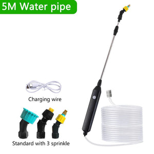 Planet Gates 3 meters 5 in 1 Portable Electric Gardening Sprayer Irrigation Tool USB 2400mah Rechargeable Telescopic Handle with 3 Nozzles for Yard Plant