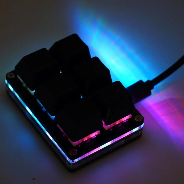 Planet Gates 3 mode TypeC Black / China RGB 6Keys USB Programming Macro Custom Keyboard Copy Paste Mini Button For Photoshop Gaming Keypad Mechanical Macropad