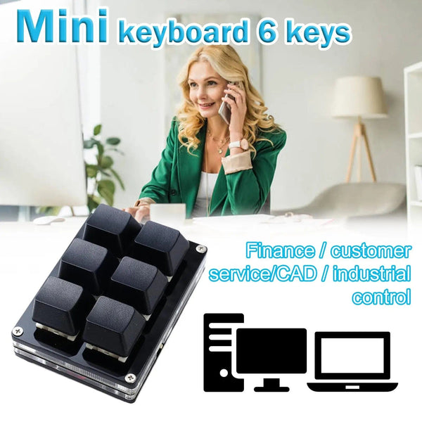 Planet Gates 3 mode TypeC Black / China RGB 6Keys USB Programming Macro Custom Keyboard Copy Paste Mini Button For Photoshop Gaming Keypad Mechanical Macropad