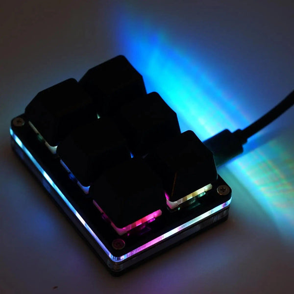 Planet Gates 3 mode TypeC Black / China RGB 6Keys USB Programming Macro Custom Keyboard Copy Paste Mini Button For Photoshop Gaming Keypad Mechanical Macropad