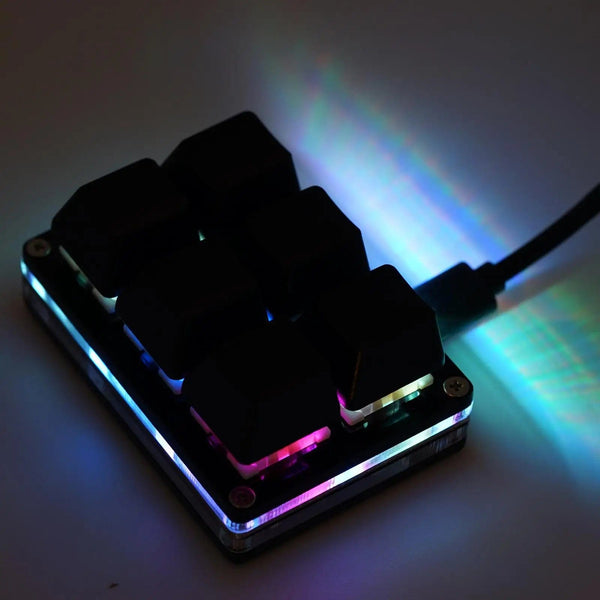 Planet Gates 3 mode TypeC Black / China RGB 6Keys USB Programming Macro Custom Keyboard Copy Paste Mini Button For Photoshop Gaming Keypad Mechanical Macropad