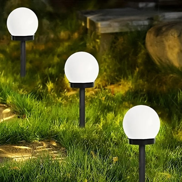 Planet Gates 3 Pack Solar Garden Light Small White Ball Light Round Ball Bulb Light Led Outdoor Decorative Landscape Garden Villa Lawn Light Ground Plug Light Waterproof