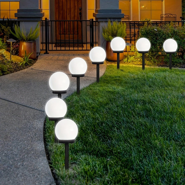Planet Gates 3 Pack Solar Garden Light Small White Ball Light Round Ball Bulb Light Led Outdoor Decorative Landscape Garden Villa Lawn Light Ground Plug Light Waterproof