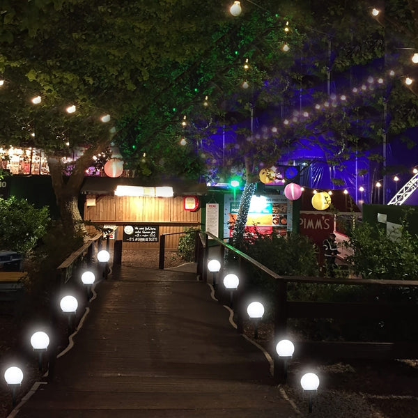 Planet Gates 3 Pack Solar Garden Light Small White Ball Light Round Ball Bulb Light Led Outdoor Decorative Landscape Garden Villa Lawn Light Ground Plug Light Waterproof