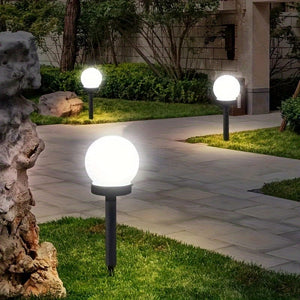 Planet Gates 3 Pack Solar Garden Light Small White Ball Light Round Ball Bulb Light Led Outdoor Decorative Landscape Garden Villa Lawn Light Ground Plug Light Waterproof