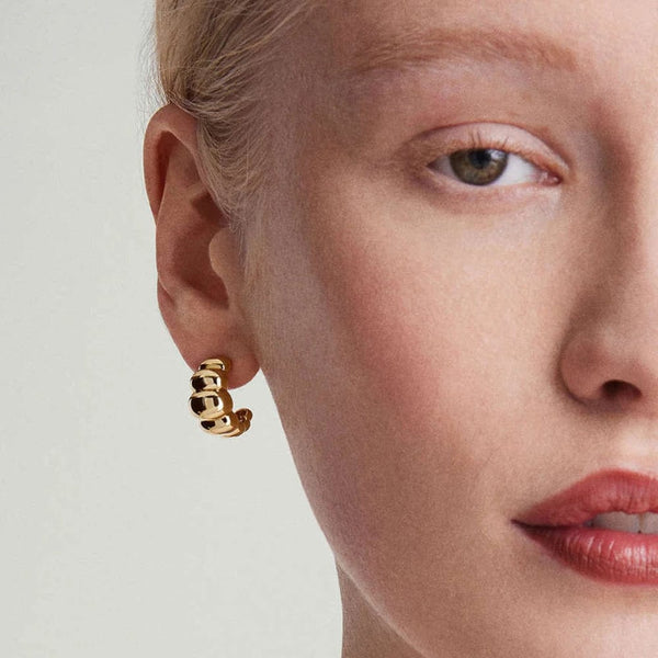 Planet Gates 3 Pair/set Dainty Gold Color Geometric Circle Small Hoop Earrings for Women Statement Beads Twist Huggie Earring Fashion Jewelry