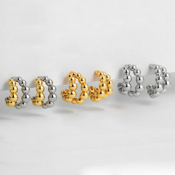 Planet Gates 3 Pair/set Dainty Gold Color Geometric Circle Small Hoop Earrings for Women Statement Beads Twist Huggie Earring Fashion Jewelry