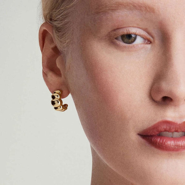 Planet Gates 3 Pair/set Dainty Gold Color Geometric Circle Small Hoop Earrings for Women Statement Beads Twist Huggie Earring Fashion Jewelry