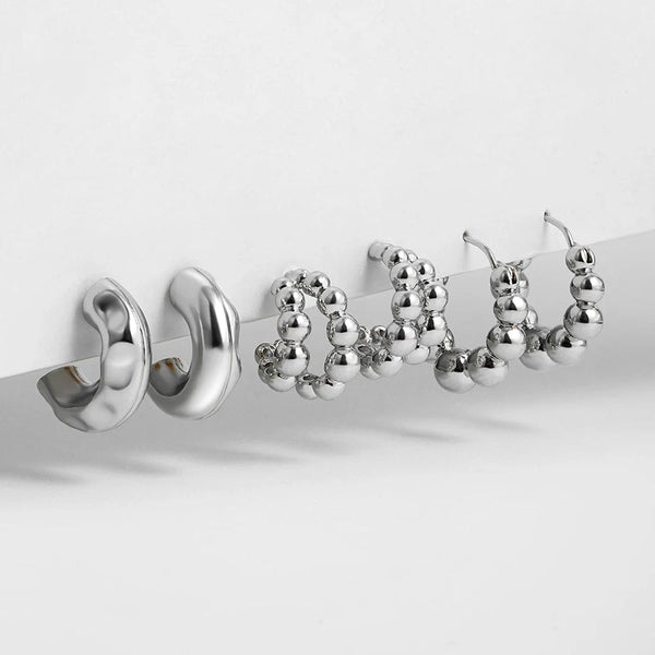 Planet Gates 3 Pair/set Dainty Gold Color Geometric Circle Small Hoop Earrings for Women Statement Beads Twist Huggie Earring Fashion Jewelry