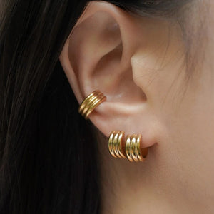 Planet Gates 3 Pair/set Dainty Gold Color Geometric Circle Small Hoop Earrings for Women Statement Beads Twist Huggie Earring Fashion Jewelry