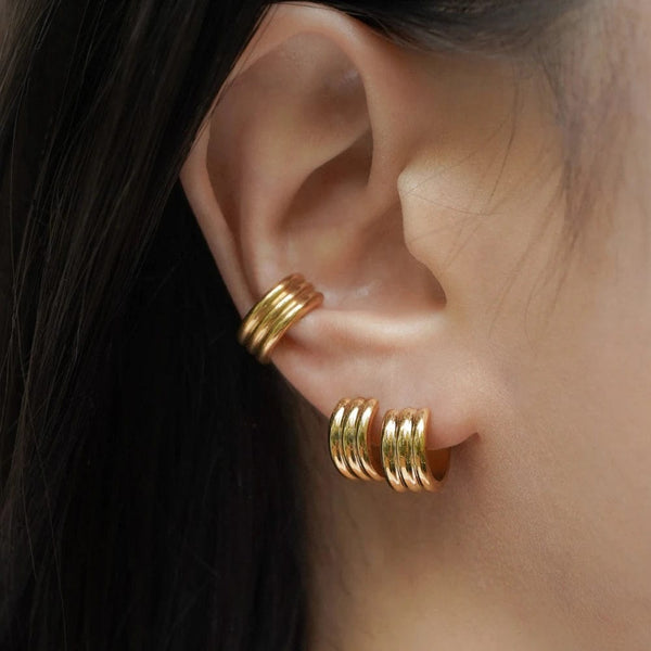 Planet Gates 3 Pair/set Dainty Gold Color Geometric Circle Small Hoop Earrings for Women Statement Beads Twist Huggie Earring Fashion Jewelry