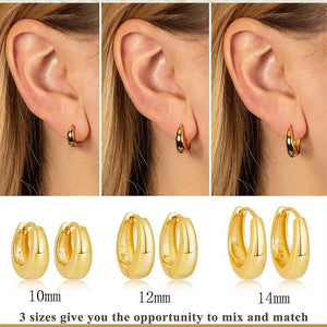 Planet Gates 3 Pairs Chunky Gold Color Hoop Earrings Set for Women Girls 2024 Trend Jewelry Stackable Piercing Dainty Twist Cuff Earring