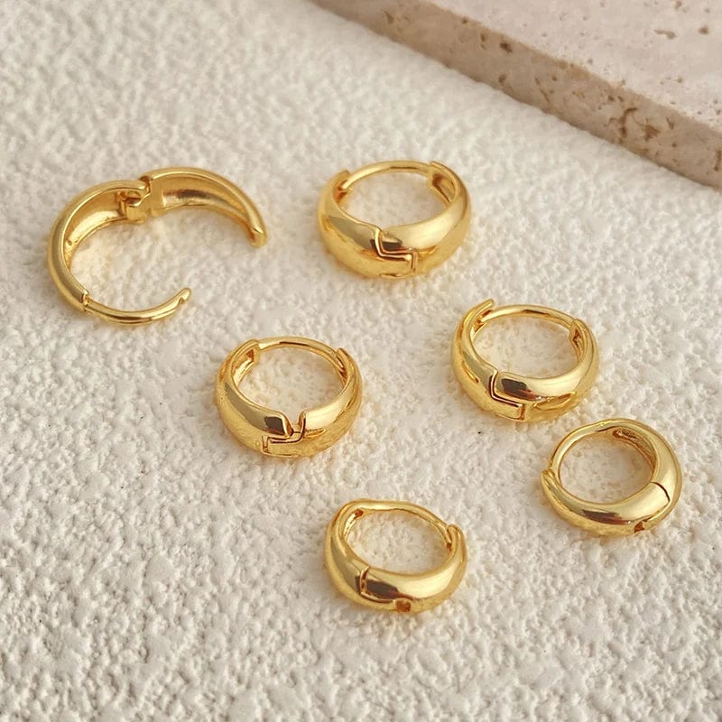 Planet Gates 3 Pairs Chunky Gold Color Hoop Earrings Set for Women Girls 2024 Trend Jewelry Stackable Piercing Dainty Twist Cuff Earring