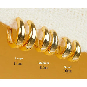 Planet Gates 3 Pairs Chunky Gold Color Hoop Earrings Set for Women Girls 2024 Trend Jewelry Stackable Piercing Dainty Twist Cuff Earring
