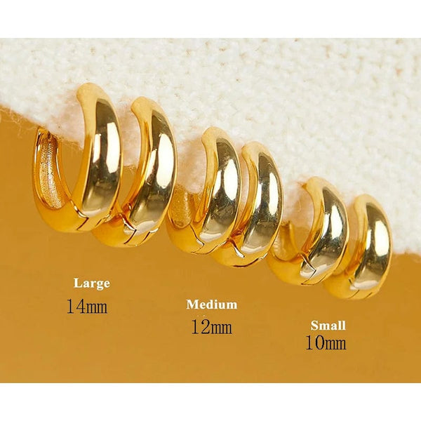 Planet Gates 3 Pairs Chunky Gold Color Hoop Earrings Set for Women Girls 2024 Trend Jewelry Stackable Piercing Dainty Twist Cuff Earring