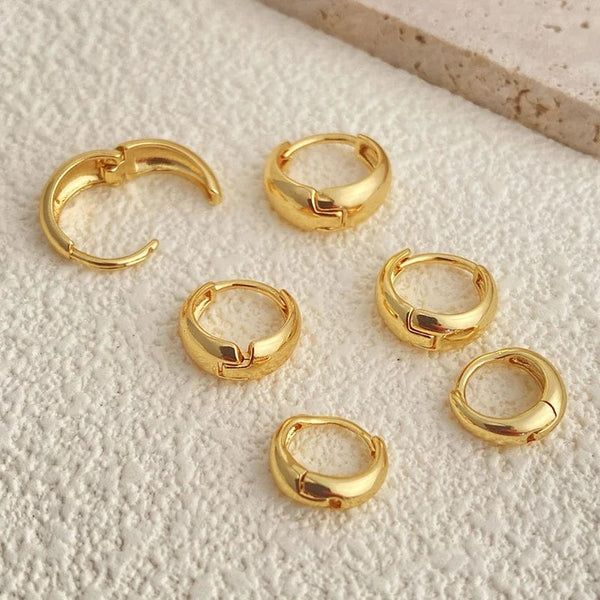Planet Gates 3 Pairs Chunky Gold Color Hoop Earrings Set for Women Girls 2024 Trend Jewelry Stackable Piercing Dainty Twist Cuff Earring