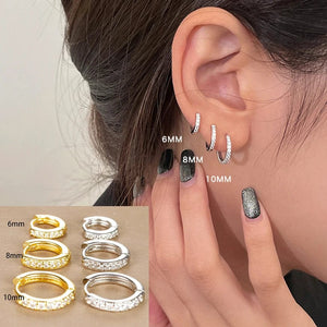 Planet Gates 3 PCS/Set Simple Stainless Steel Crystal Small Hoop Earring Women Tiny Gold Color Cartilage Piercing Earring Minimalism Jewelry