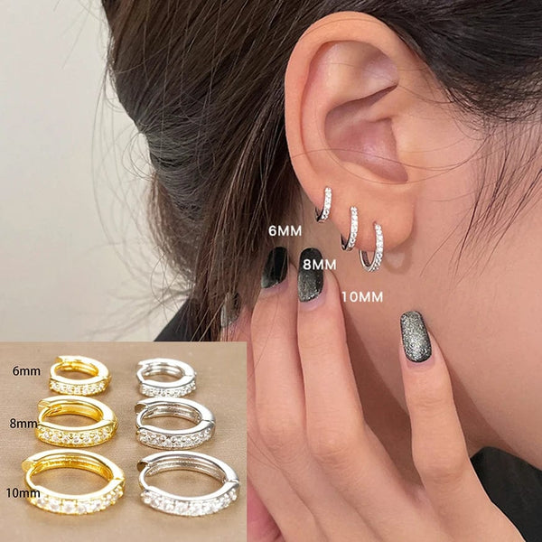 Planet Gates 3 PCS/Set Simple Stainless Steel Crystal Small Hoop Earring Women Tiny Gold Color Cartilage Piercing Earring Minimalism Jewelry