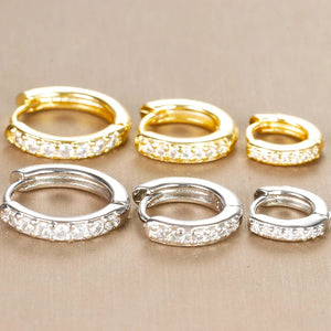 Planet Gates 3 PCS/Set Simple Stainless Steel Crystal Small Hoop Earring Women Tiny Gold Color Cartilage Piercing Earring Minimalism Jewelry