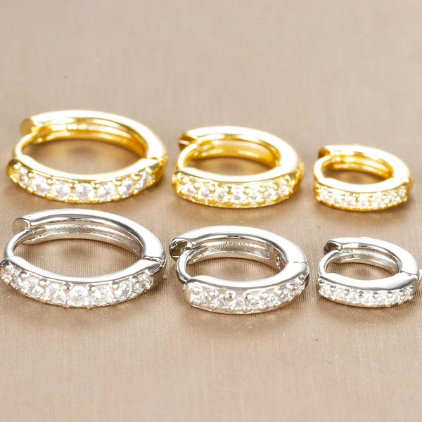 Planet Gates 3 PCS/Set Simple Stainless Steel Crystal Small Hoop Earring Women Tiny Gold Color Cartilage Piercing Earring Minimalism Jewelry