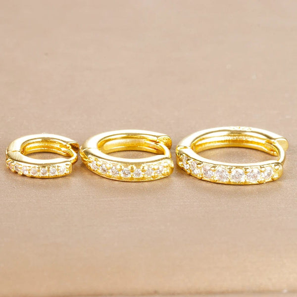 Planet Gates 3 PCS/Set Simple Stainless Steel Crystal Small Hoop Earring Women Tiny Gold Color Cartilage Piercing Earring Minimalism Jewelry