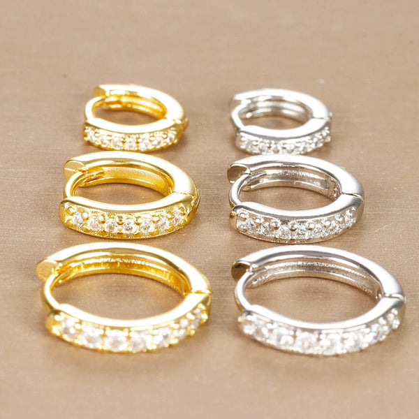 Planet Gates 3 PCS/Set Simple Stainless Steel Crystal Small Hoop Earring Women Tiny Gold Color Cartilage Piercing Earring Minimalism Jewelry