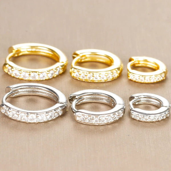 Planet Gates 3 PCS/Set Simple Stainless Steel Crystal Small Hoop Earring Women Tiny Gold Color Cartilage Piercing Earring Minimalism Jewelry