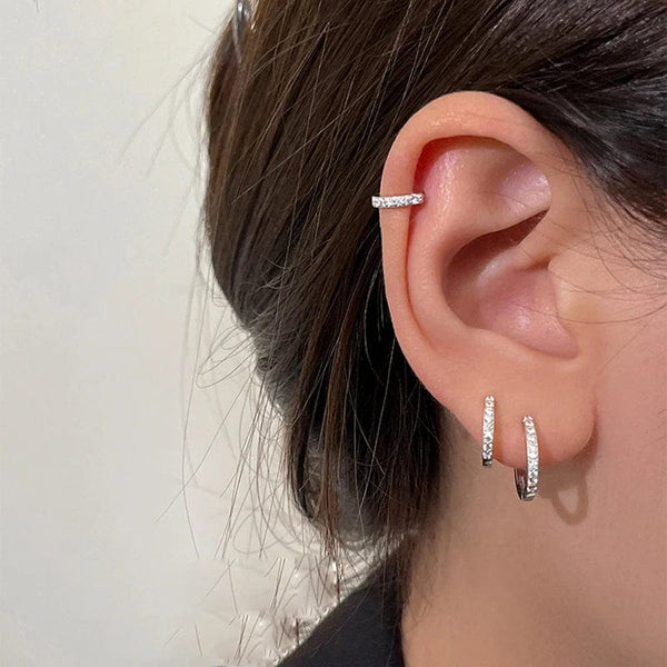 Planet Gates 3 PCS/Set Simple Stainless Steel Crystal Small Hoop Earring Women Tiny Gold Color Cartilage Piercing Earring Minimalism Jewelry