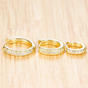 Planet Gates 3 PCS/Set Simple Stainless Steel Crystal Small Hoop Earring Women Tiny Gold Color Cartilage Piercing Earring Minimalism Jewelry