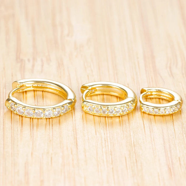 Planet Gates 3 PCS/Set Simple Stainless Steel Crystal Small Hoop Earring Women Tiny Gold Color Cartilage Piercing Earring Minimalism Jewelry