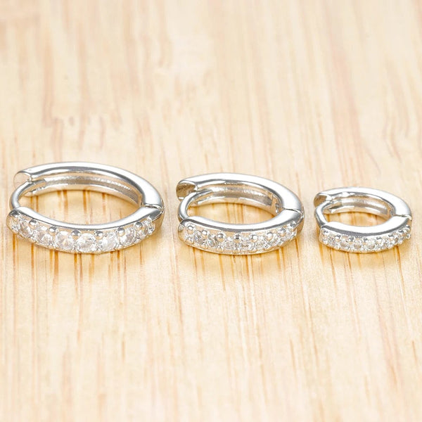 Planet Gates 3 PCS/Set Simple Stainless Steel Crystal Small Hoop Earring Women Tiny Gold Color Cartilage Piercing Earring Minimalism Jewelry