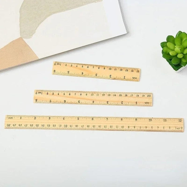 Planet Gates 3 pieces 15/20/30cm Wooden Straight Rulers Drawing Tool Desk Accessories Student Teacher Stationery School Office Supplies